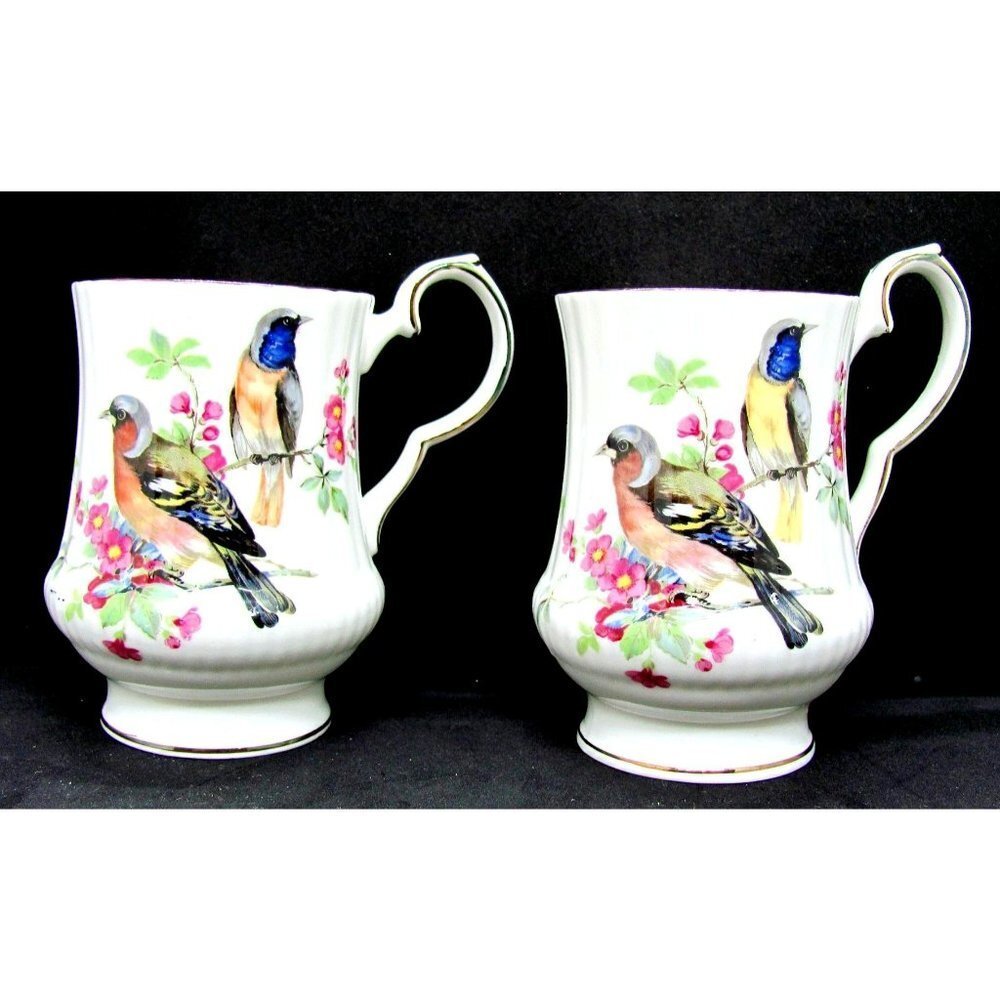 Royal Windsor Fine China Birds Floral Tea Cups (2)
